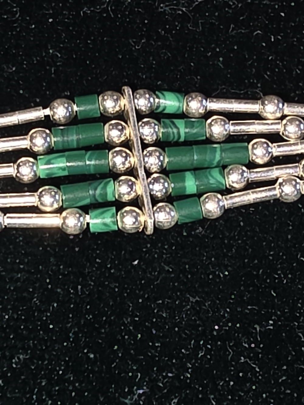 Sterling Silver And Malachite Multi-Strand Bead Bracelet - Women Jewelry
